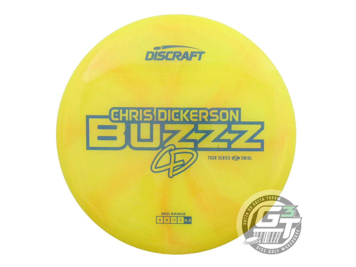 USED Discraft [DICKERSON] Z Swirl Buzzz 176g Yellow Blue Stamp Midrange Disc