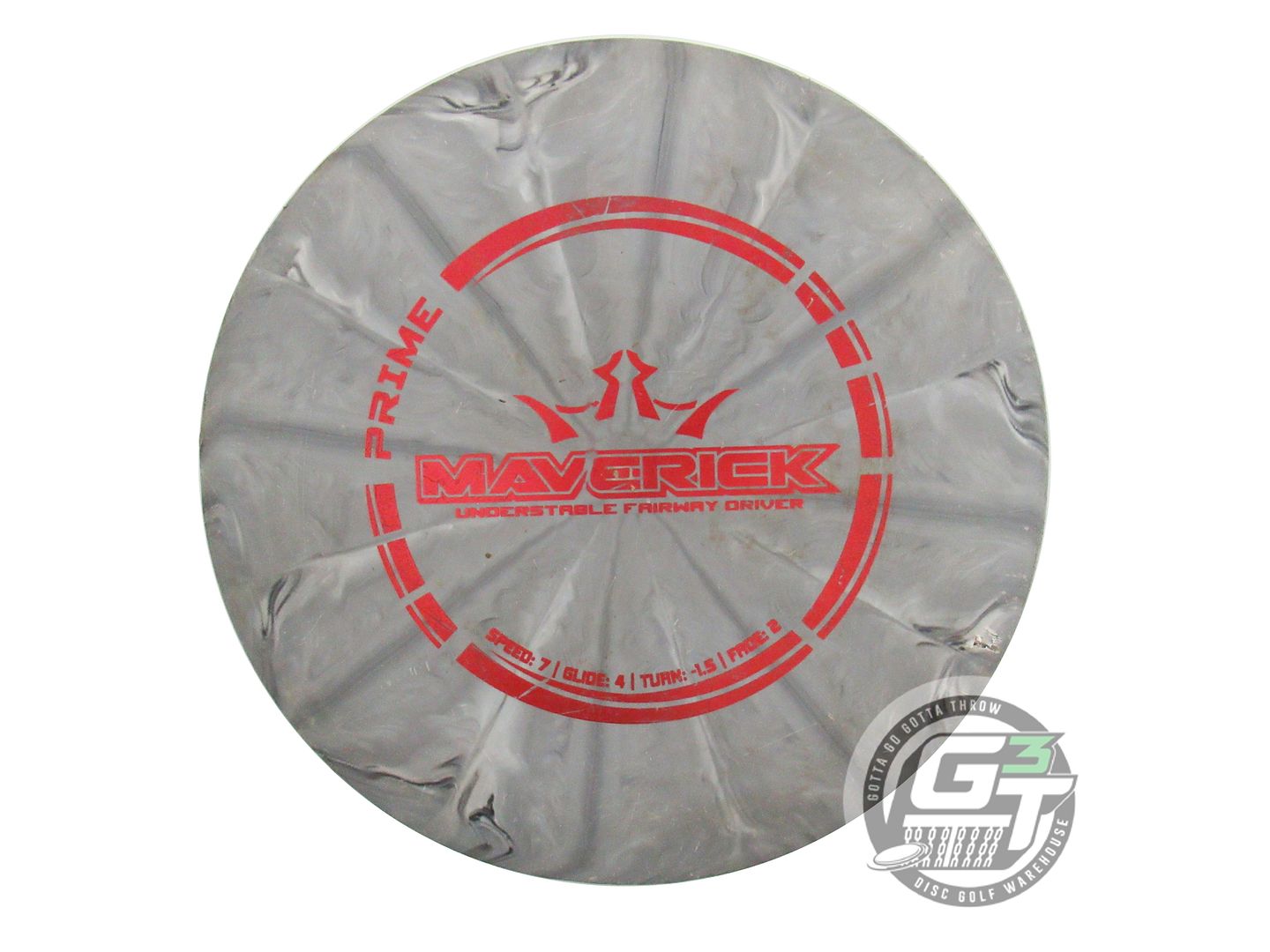 USED Dynamic Discs Prime Burst Maverick 175g Gray Red Foil Distance Driver Disc