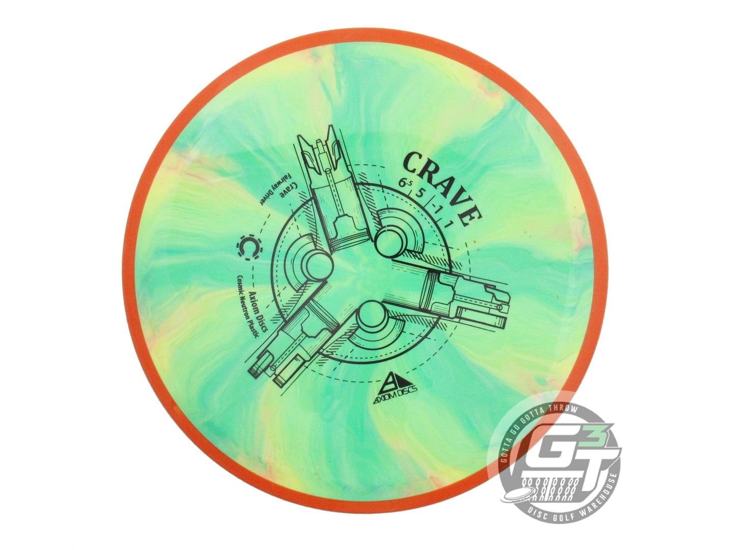 USED Axiom Discs Cosmic Neutron Crave 168g Green-Lime Orange Rim Driver Disc