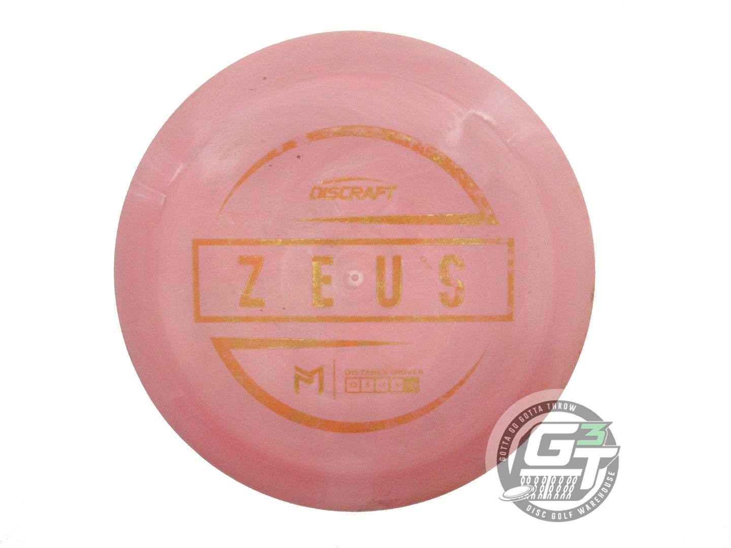 USED Discraft [McBETH] ESP Zeus 163g Drab Pink Gold Heart Foil Driver Golf Disc