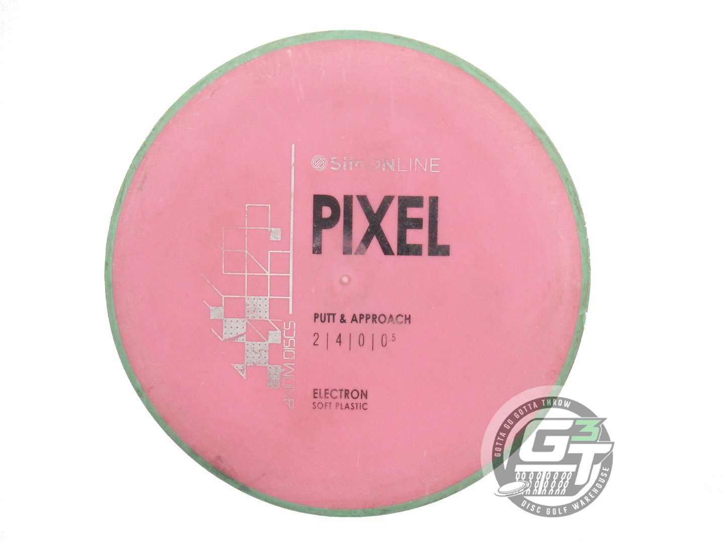 USED Axiom Discs Electron Soft Pixel 172g Pink Green Rim Putter Golf Disc