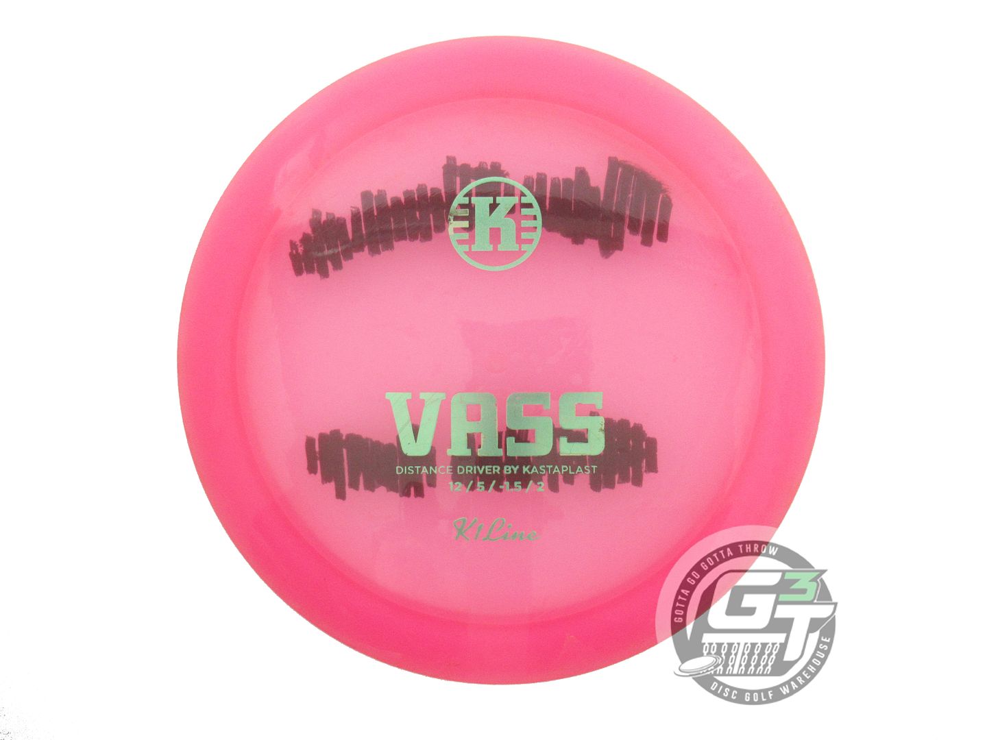 USED Kastaplast K1 Vass 172g Pink Green Glitter Foil Distance Driver Golf Disc