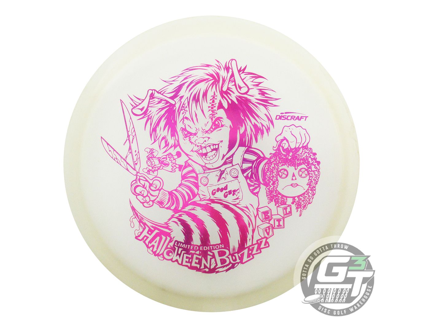 USED Discraft CHUCKY Glo Z Buzzz 176g Pink Holo Foil Midrange Golf Disc