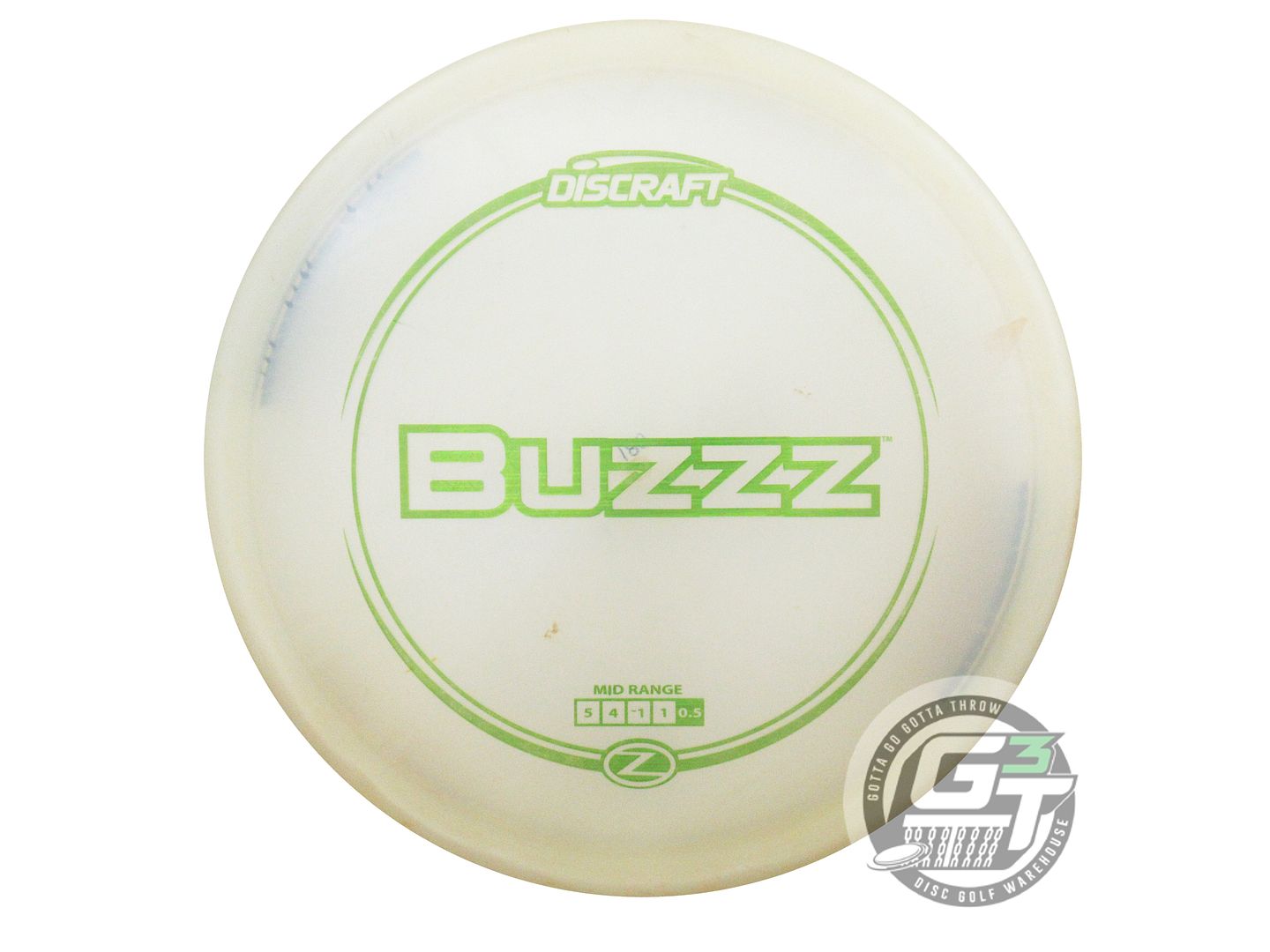 USED Discraft Z Buzzz 180g White Lime Laser Foil Midrange Golf Disc