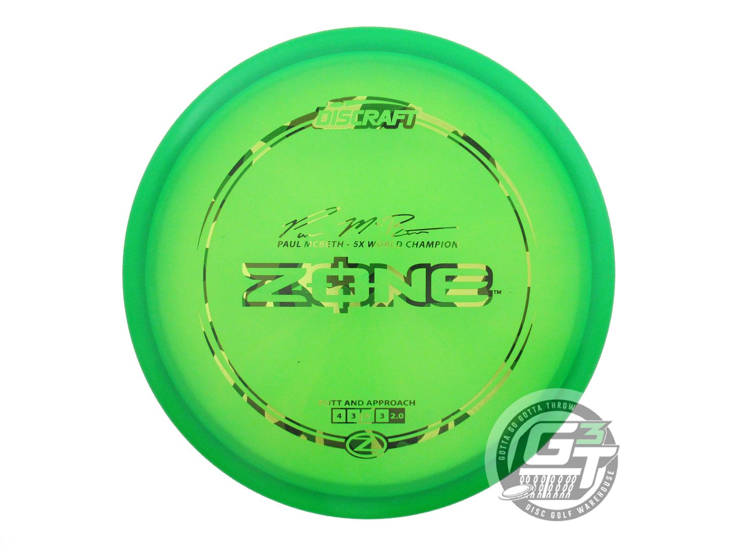 USED Discraft [McBETH] Z Zone 175g Green Camo Foil Putter Golf Disc