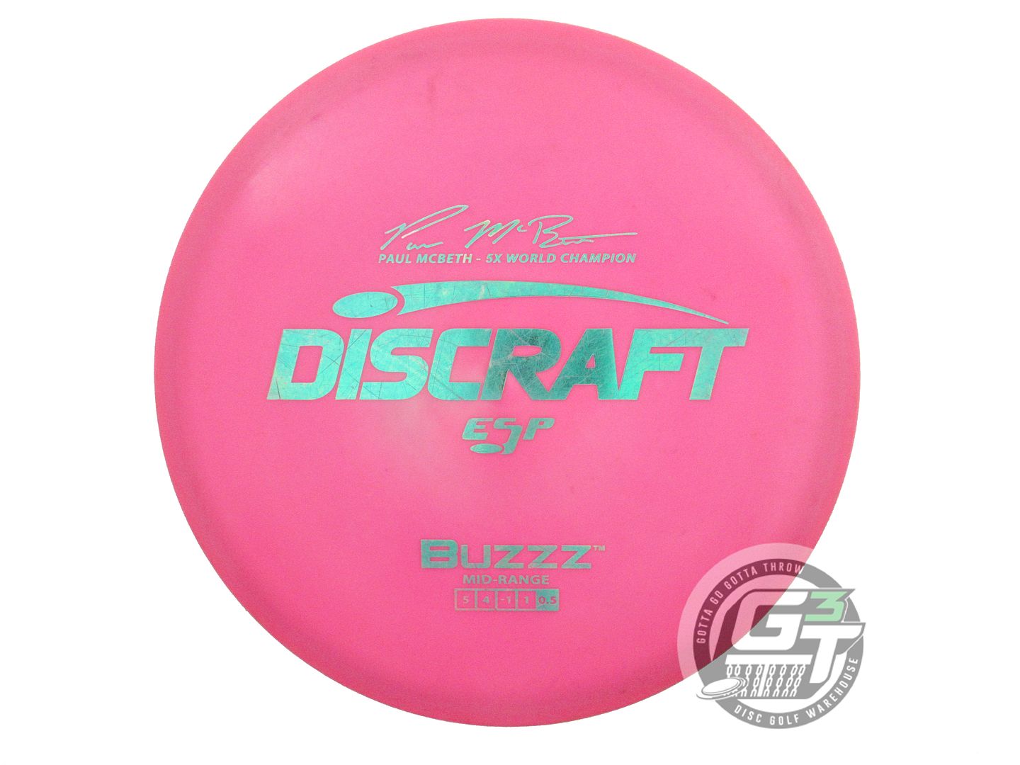 USED Discraft [McBETH] ESP Buzzz 174g Pink Green Foil Midrange Golf Disc