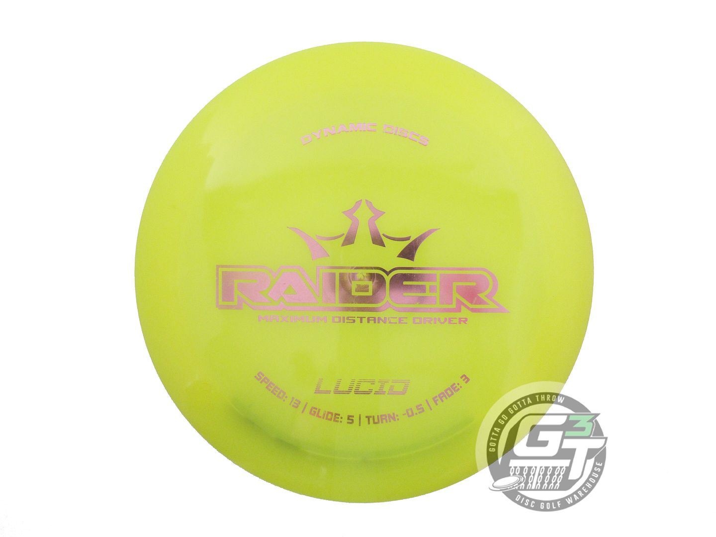 USED Dynamic Discs Lucid Raider 176g Yellow Pink Foil Distance Driver Golf Disc