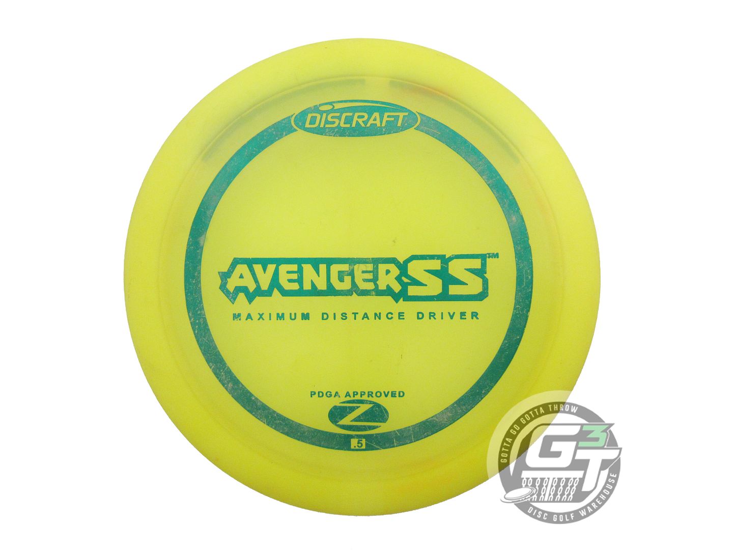 USED Discraft Z Avenger SS 172g Yellow Green Foil PFN Distance Driver Golf Disc