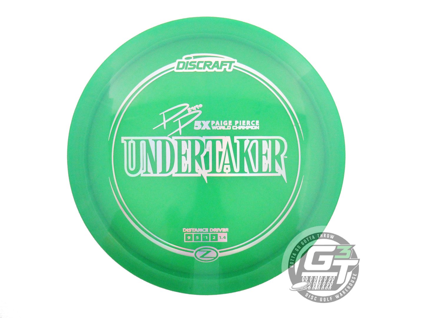 NOS Discraft [PIERCE] Z Undertaker 174g Green Silver Holo Foil Driver Golf Disc