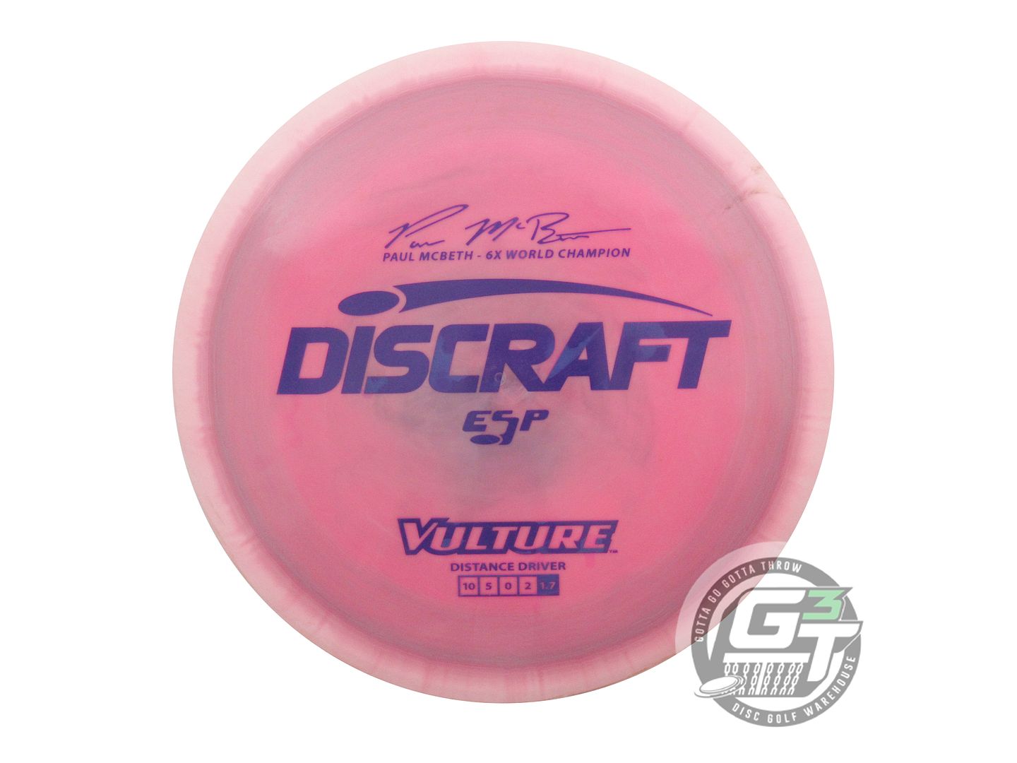 USED Discraft [McBETH] ESP Vulture 176g Pink-White Purple Stamp Driver Golf Disc