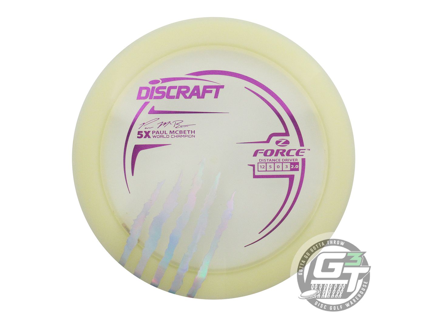NOS Discraft [McBETH] 5X Z Force 175g Peach Purple Foil Driver Golf Disc