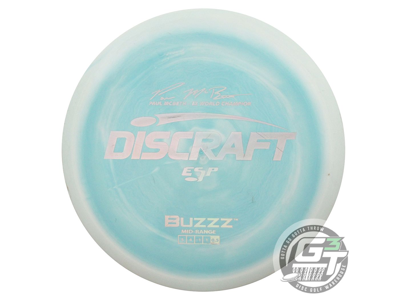 USED Discraft [McBETH] ESP Buzzz 180g White-Teal Silver Holo Foil Midrange Disc
