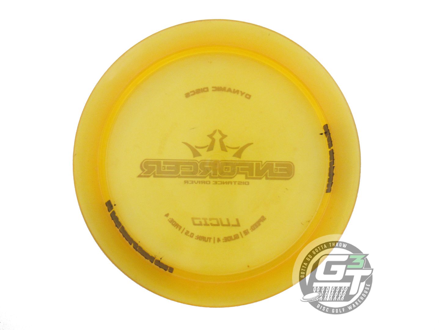 USED Dynamic Discs Lucid Enforcer 173g Yellow Red Foil Distance Driver Golf Disc