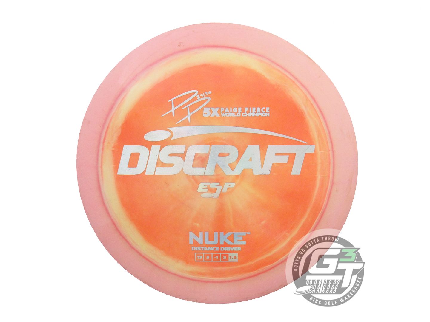 USED Discraft [PIERCE] ESP Nuke 173g Pink-Orange Silver Holo Foil Driver Disc