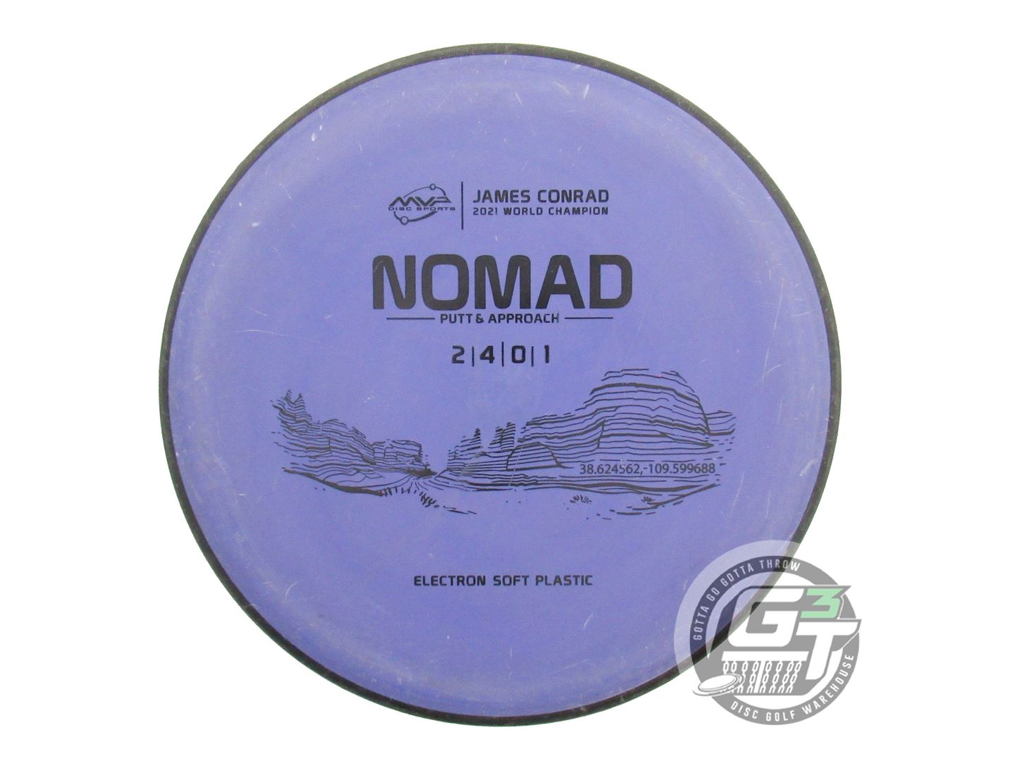 USED MVP Disc Sports Electron Soft Nomad 174g Purple Putter Golf Disc