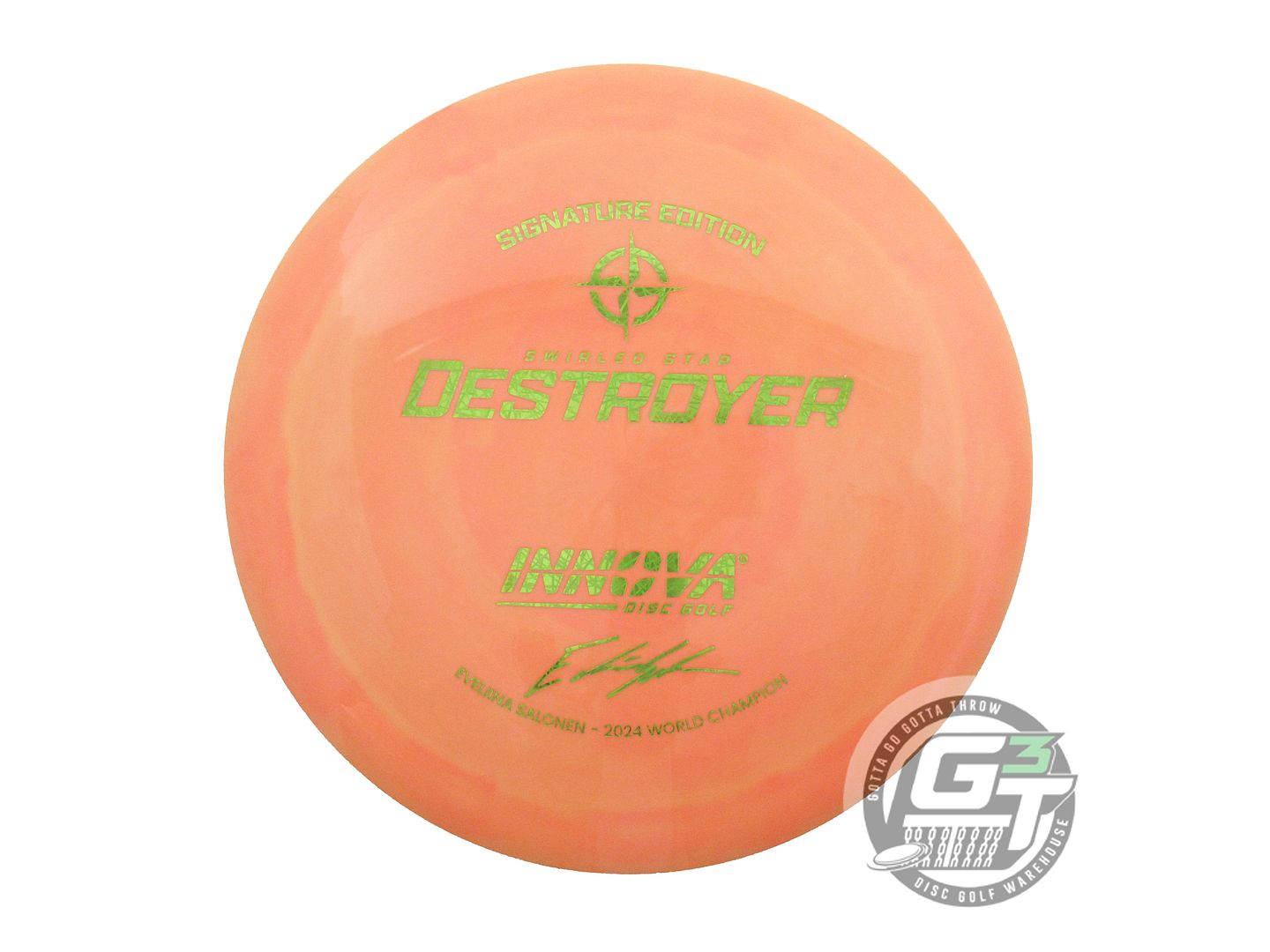 USED Innova [SALONEN 1X] Star Destroyer 174g Orange Lime Foil Driver Golf Disc