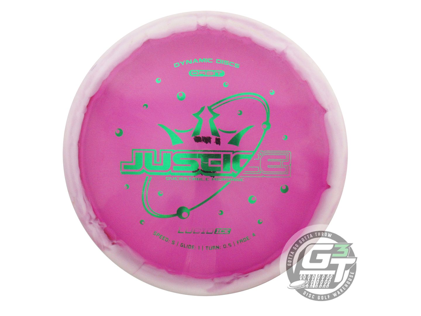 USED Dynamic Discs Lucid Ice Orbit Justice 176g White-Purple Midrange Golf Disc