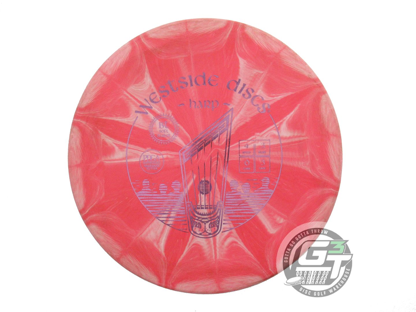 USED Westside Discs BT Soft Burst Harp 175g Red-Pink Lilac Foil Putter Golf Disc