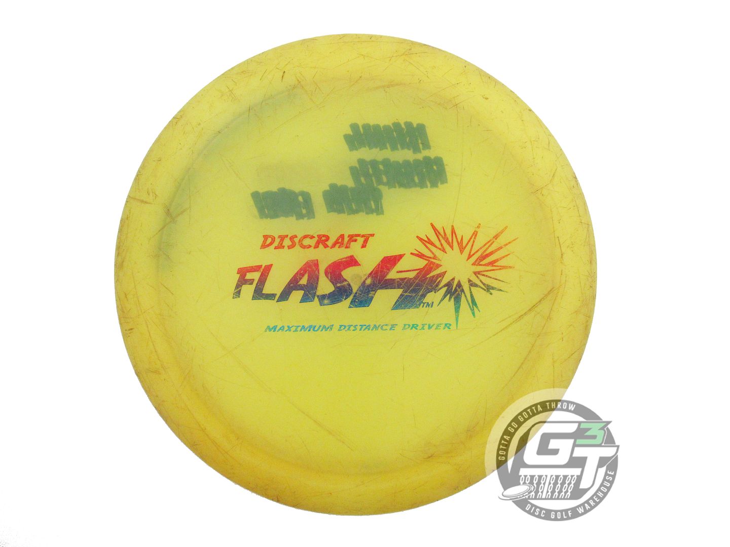 USED Discraft Elite Z Flash 173g Yellow Rainbow Foil Distance Driver Golf Disc
