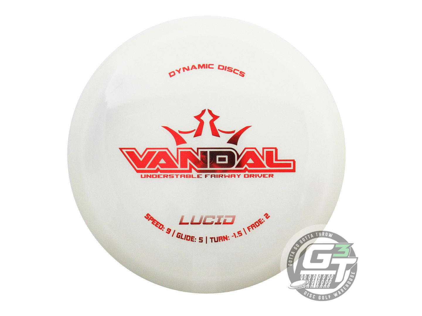 USED Dynamic Discs Lucid Vandal 176g White Red Foil Distance Driver Golf Disc