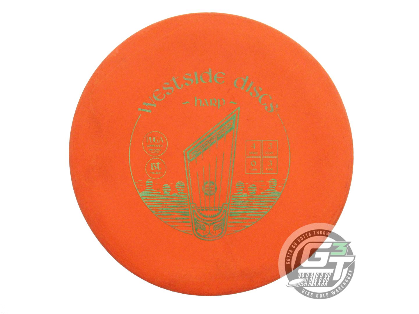 USED Westside Discs BT Medium Harp 173g Orange Green Foil Putter Golf Disc
