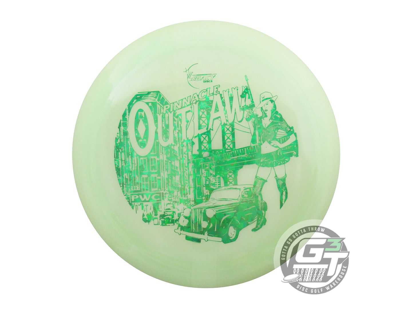 USED Legacy Discs Pinnacle Outlaw 173g Lime Green Shatter Foil Driver Golf Disc