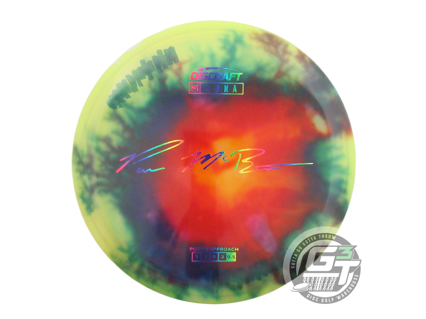 USED Discraft [McBETH] FlyDye Z Luna 172g Yellow Burst Putter Golf Disc