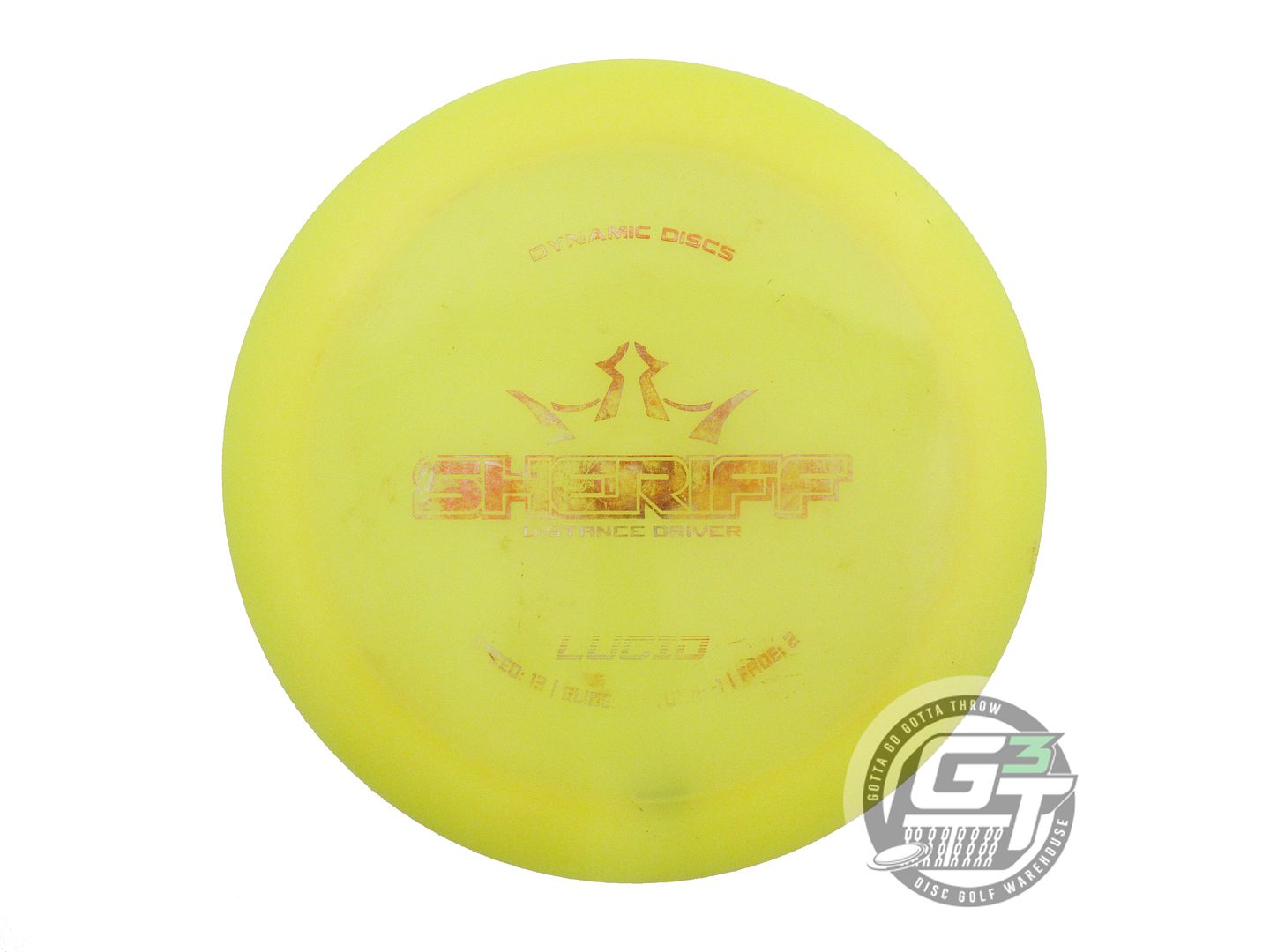 USED Dynamic Discs Lucid Sheriff 175g Yellow Orange Foil Distance Driver Disc