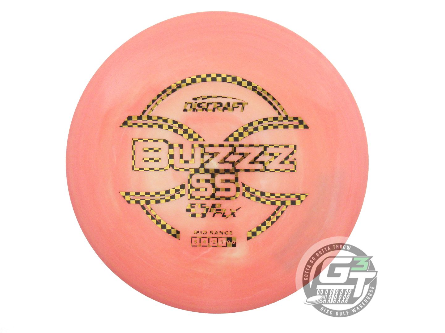 USED Discraft ESP FLX Buzzz 173g Pink-Peach Checker Foil Midrange Golf Disc