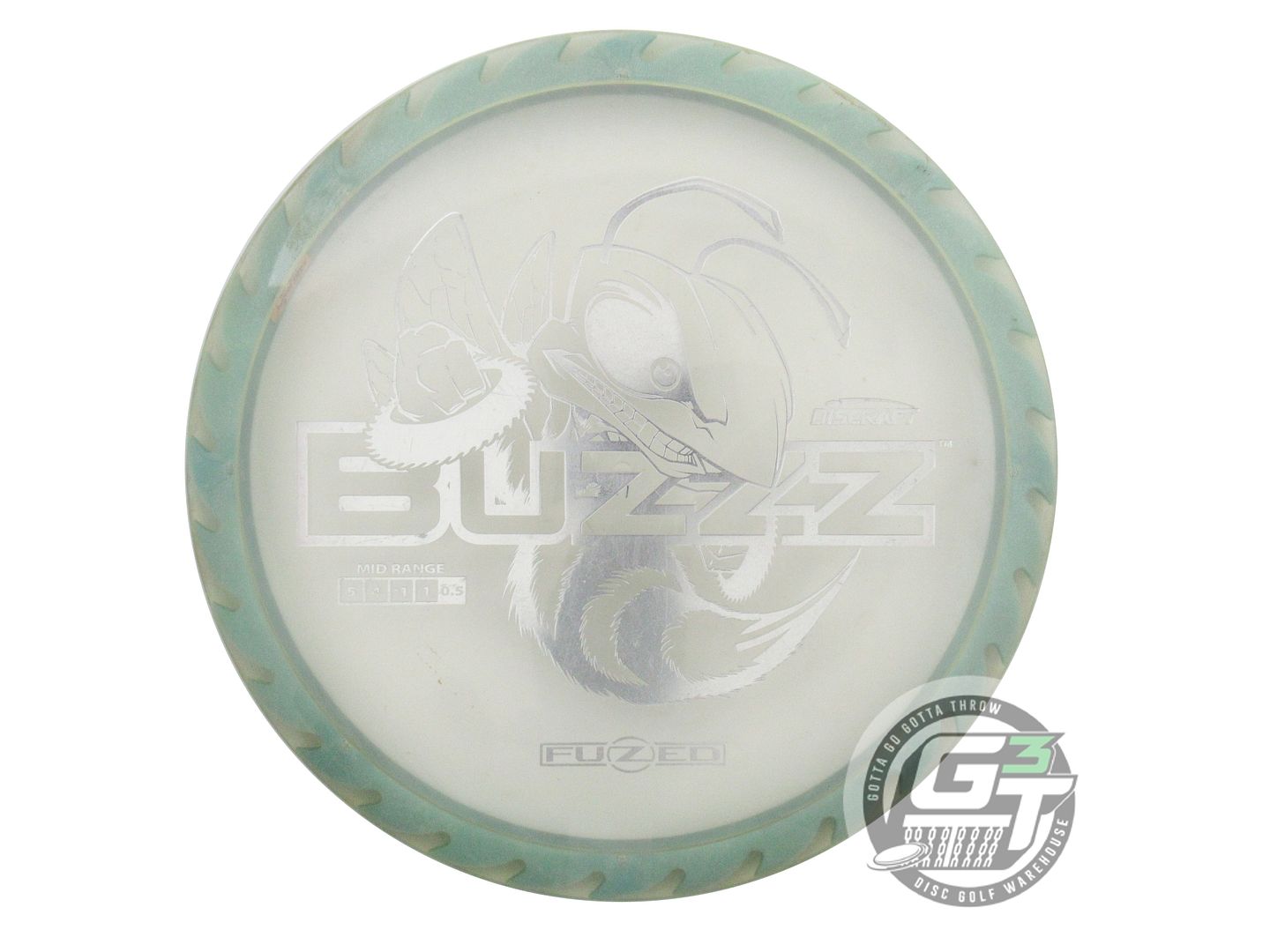 USED Discraft FuZed BuzzzSaw Buzzz 177g Clear Silver Foil Midrange Golf Disc