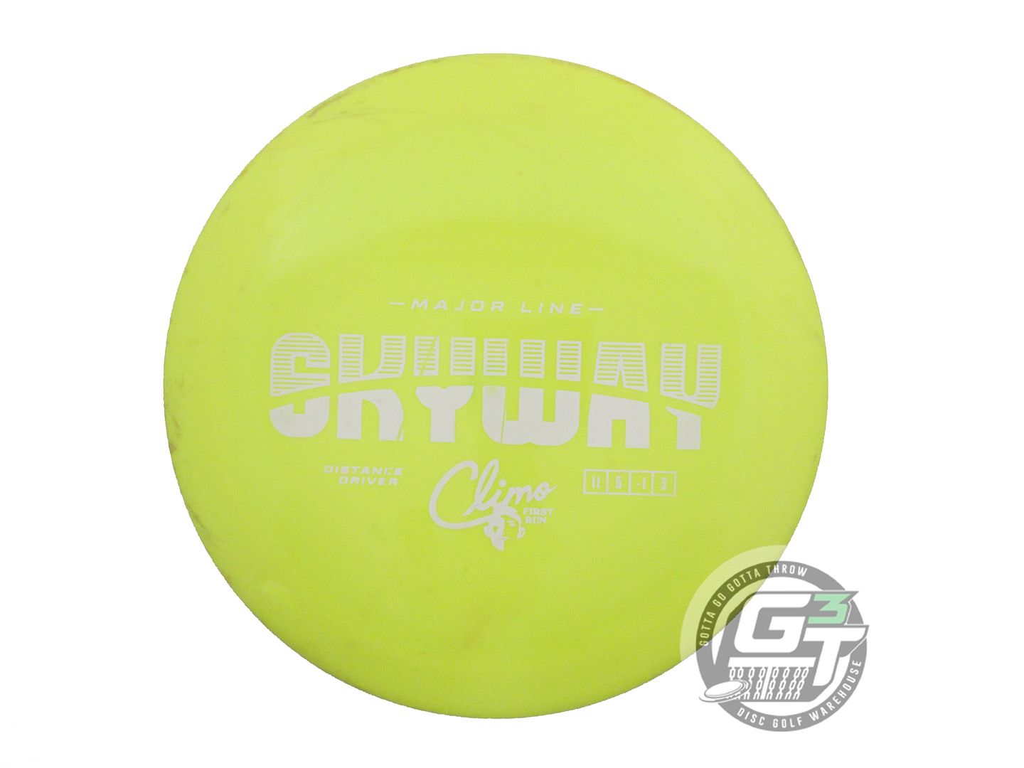 USED Climo Major Line Skyway 172g Yellow White Stamp Distance Driver Golf Disc