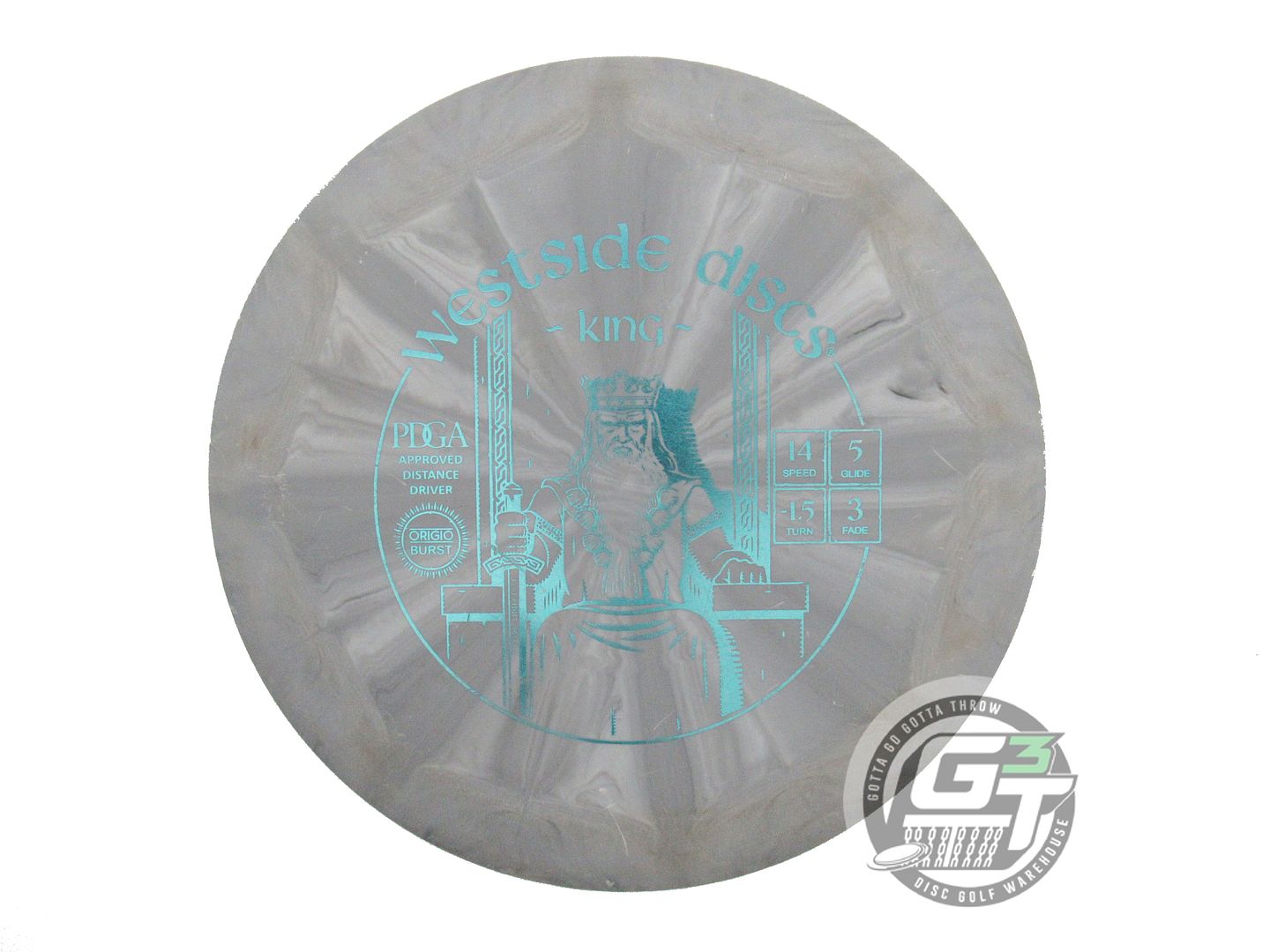 USED Westside Discs Origio Burst King 172g Gray Aqua Foil Driver Golf Disc