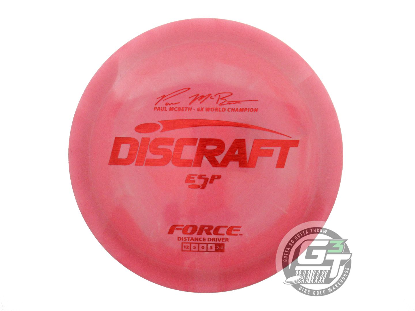 USED Discraft [McBETH] ESP Force 176g Pink Red Holo Foil Distance Driver Disc