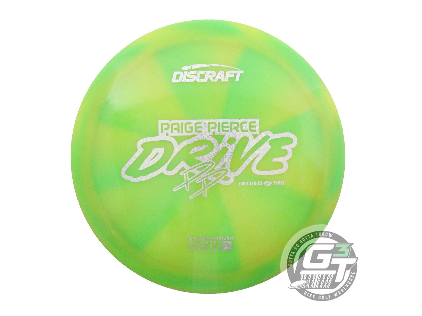 USED Discraft [PIERCE] Z Swirl Drive 178g Lime-Yellow Distance Driver Golf Disc