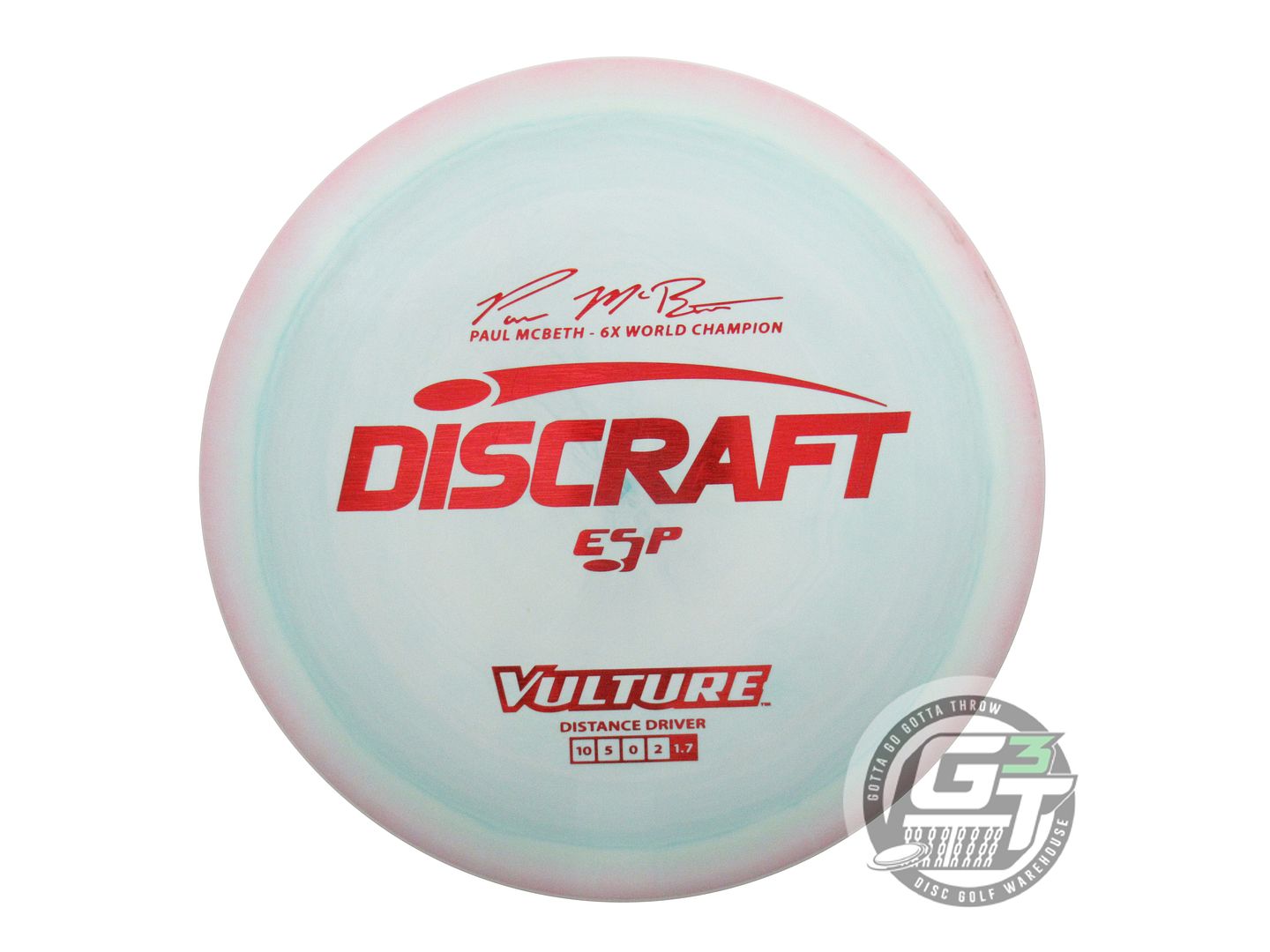 USED Discraft ESP Vulture 175g Pink-Seafoam Red Holo Foil Distance Driver Disc