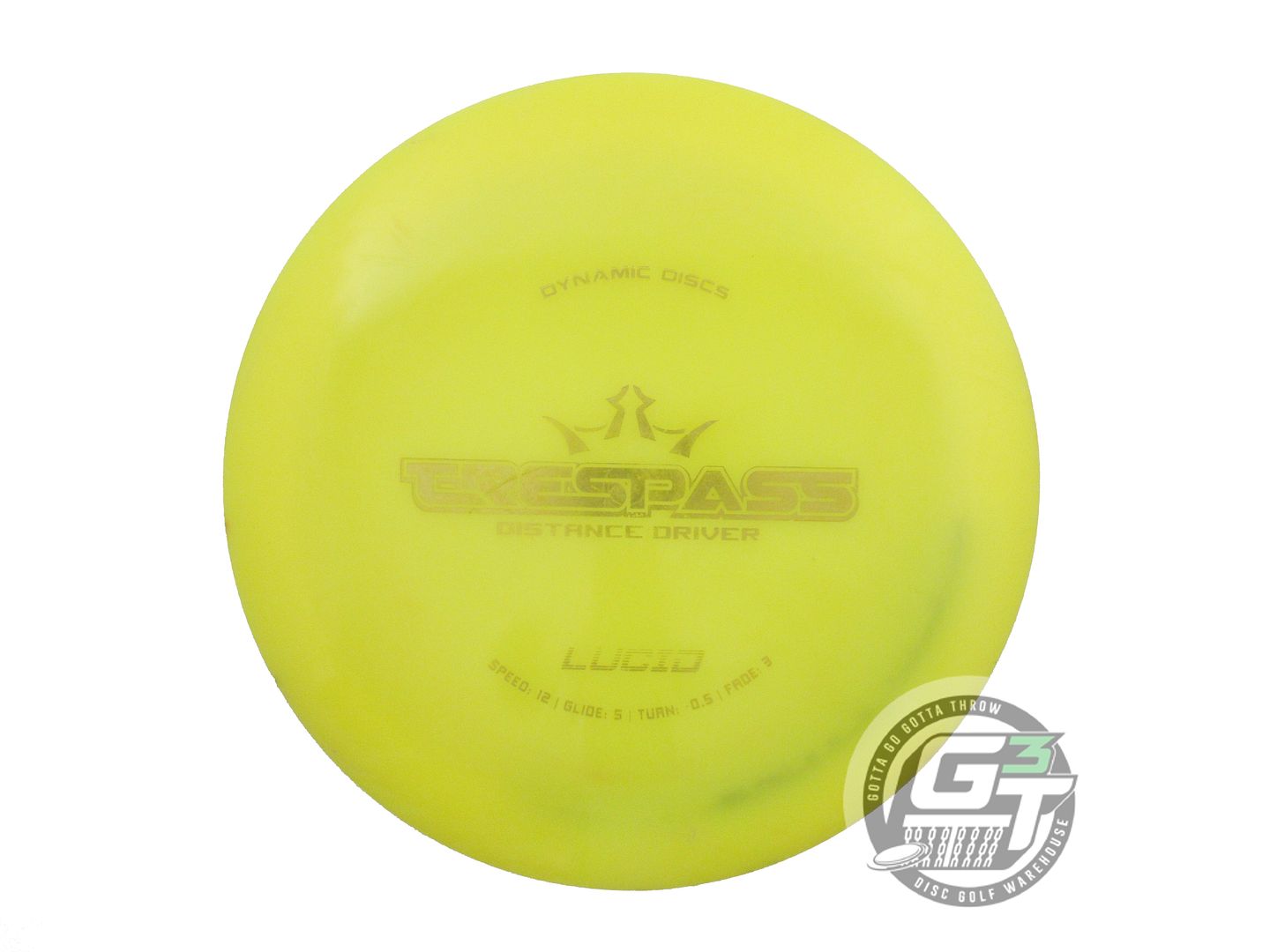 USED Dynamic Discs Lucid Trespass 174g Yellow Gold Foil Distance Driver Disc