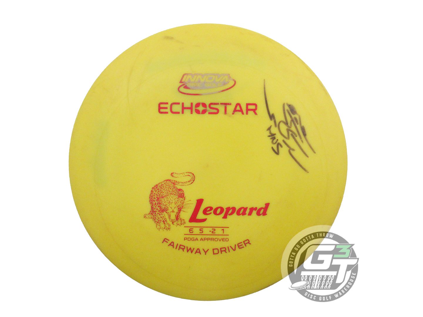USED Innova Echo Star Leopard 172g Yellow Red Foil PENNED Fairway Driver Disc