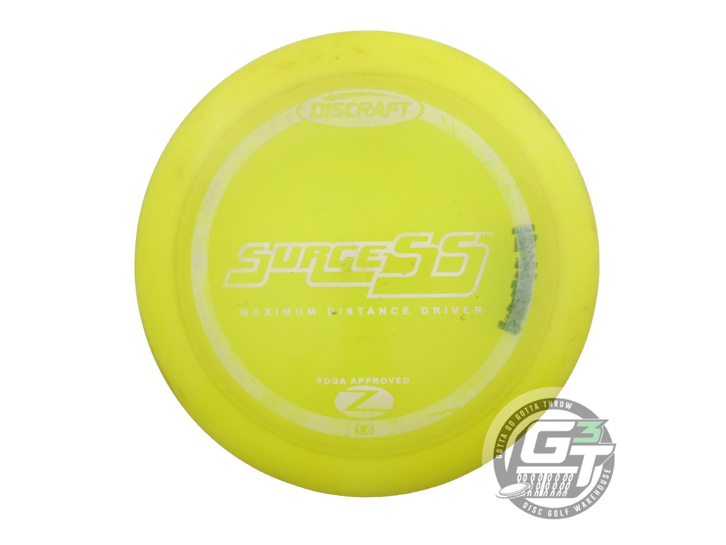 USED Discraft Z Surge SS 175g Yellow White Stamp PFN Distance Driver Golf Disc