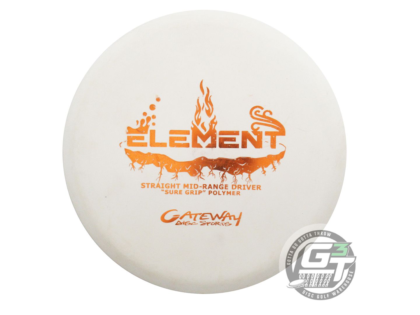 USED Gateway SureGrip Element 180g White Copper Foil Midrange Golf Disc
