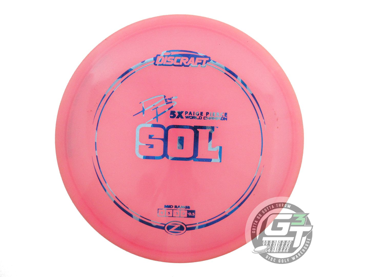 USED Discraft [PIERCE] Z Sol 170g Pink Blue Camo Foil Midrange Golf Disc