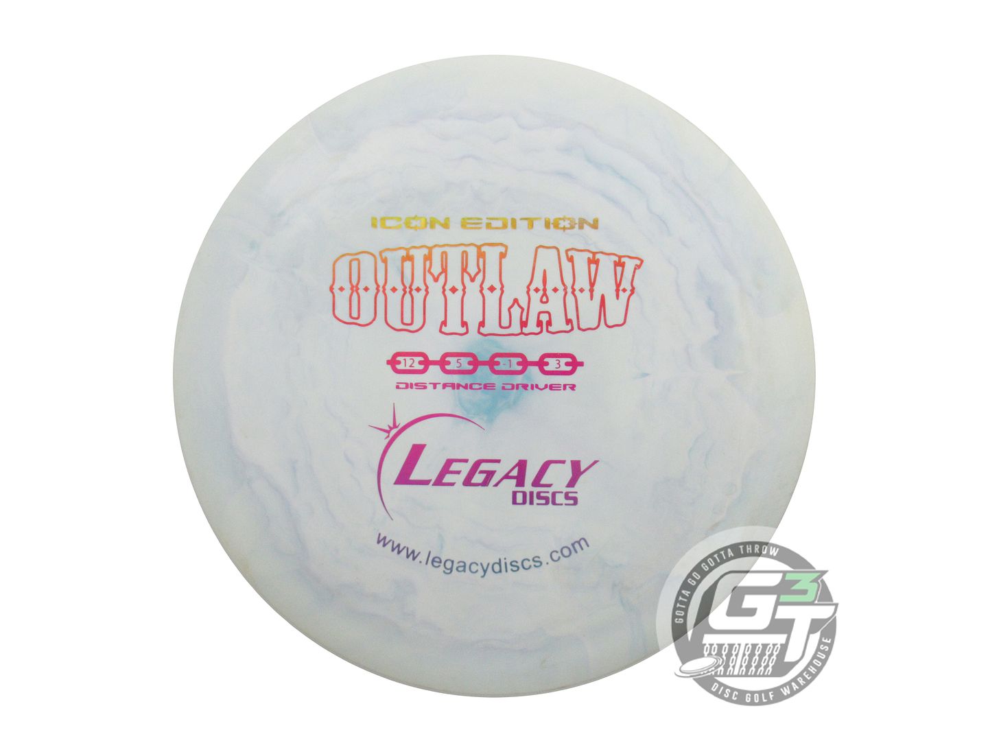 USED Legacy Discs Icon Outlaw 175g White-Lilac Rainbow Shatter Driver Golf Disc