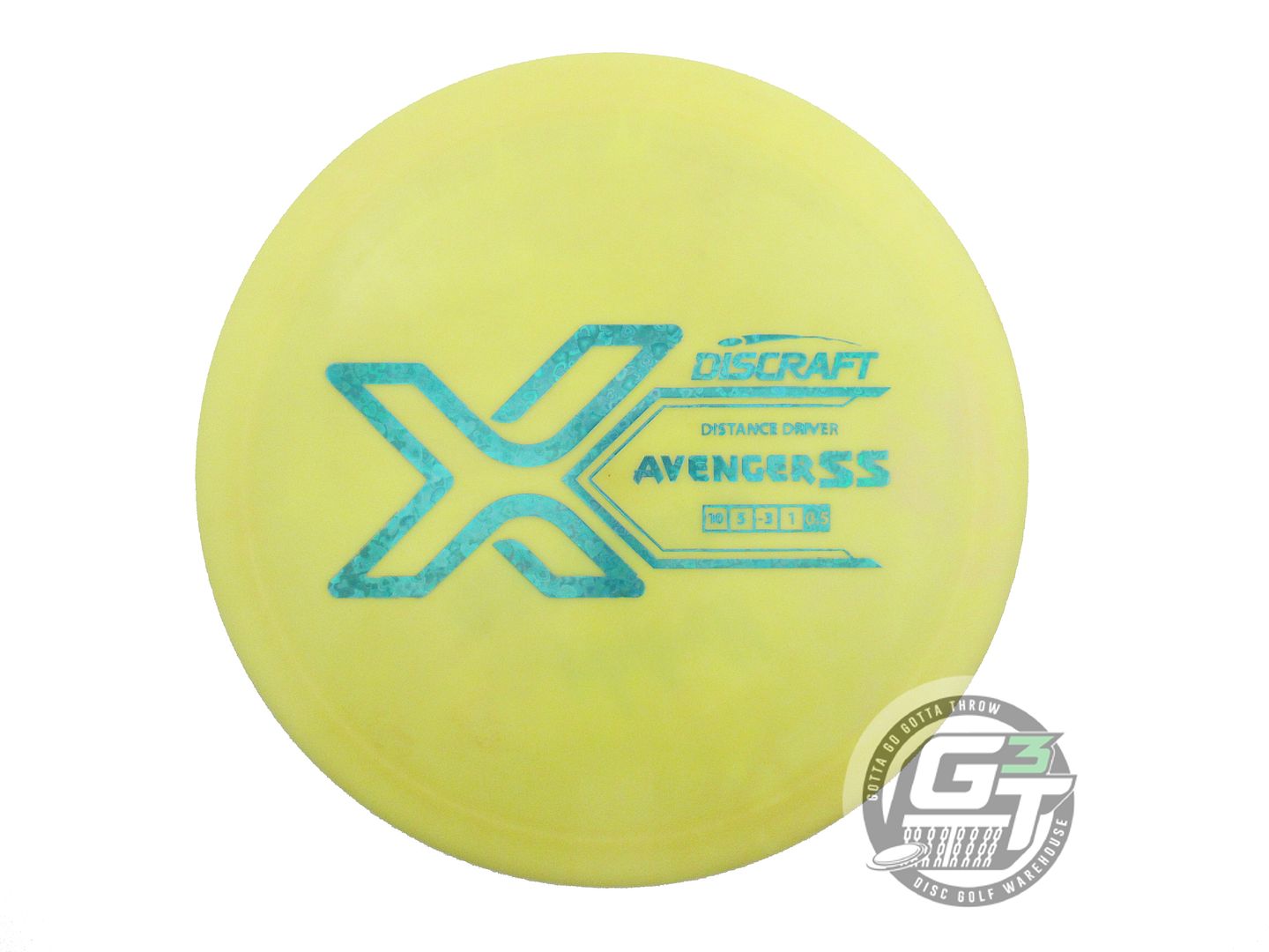 USED Discraft X Avenger SS 172g Yellow Teal Heart Foil Distance Driver Golf Disc