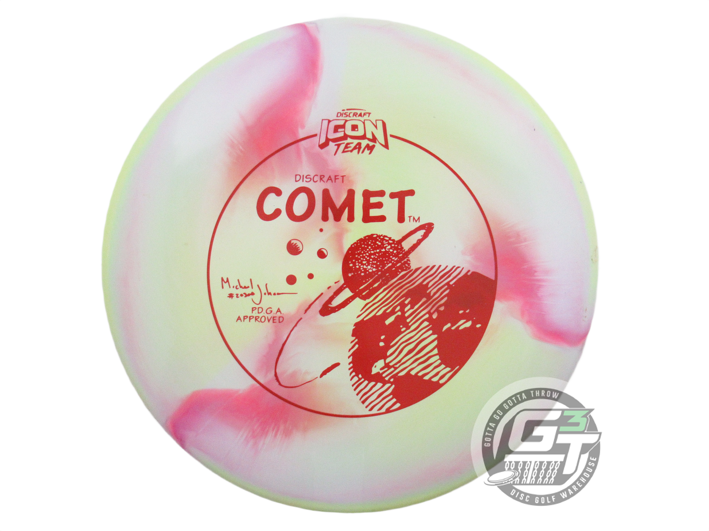 USED Discraft [JOHANSEN] Swirl ESP Comet 180g Lime-Pink Midrange Golf Disc