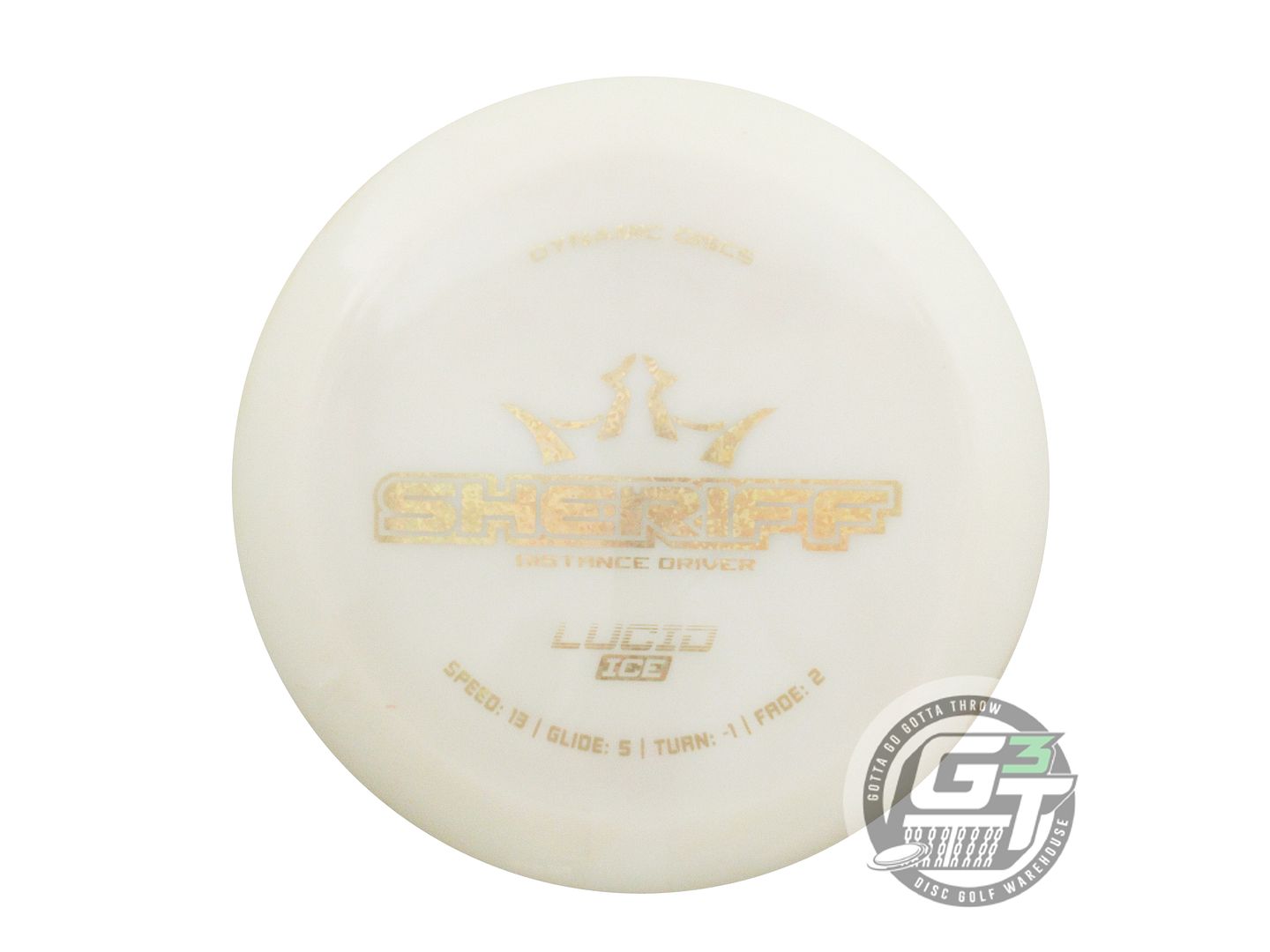 USED Dynamic Discs X-OUT Lucid Sheriff 170g White Gold Shatter Foil Driver Disc