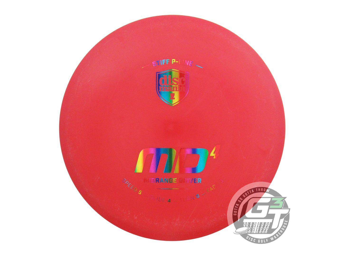 USED DiscMania P-Line Stiff MD4 167g Red Rainbow Foil Midrange Golf Disc