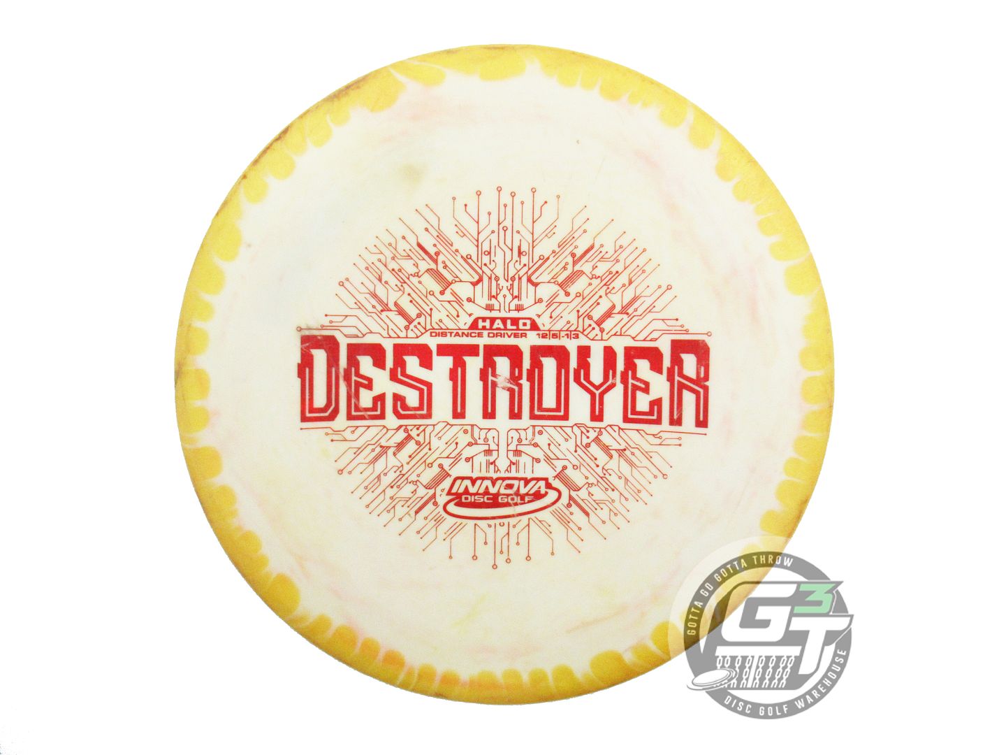 USED Innova Halo Star Destroyer 176g Yellow-White Distance Driver Golf Disc