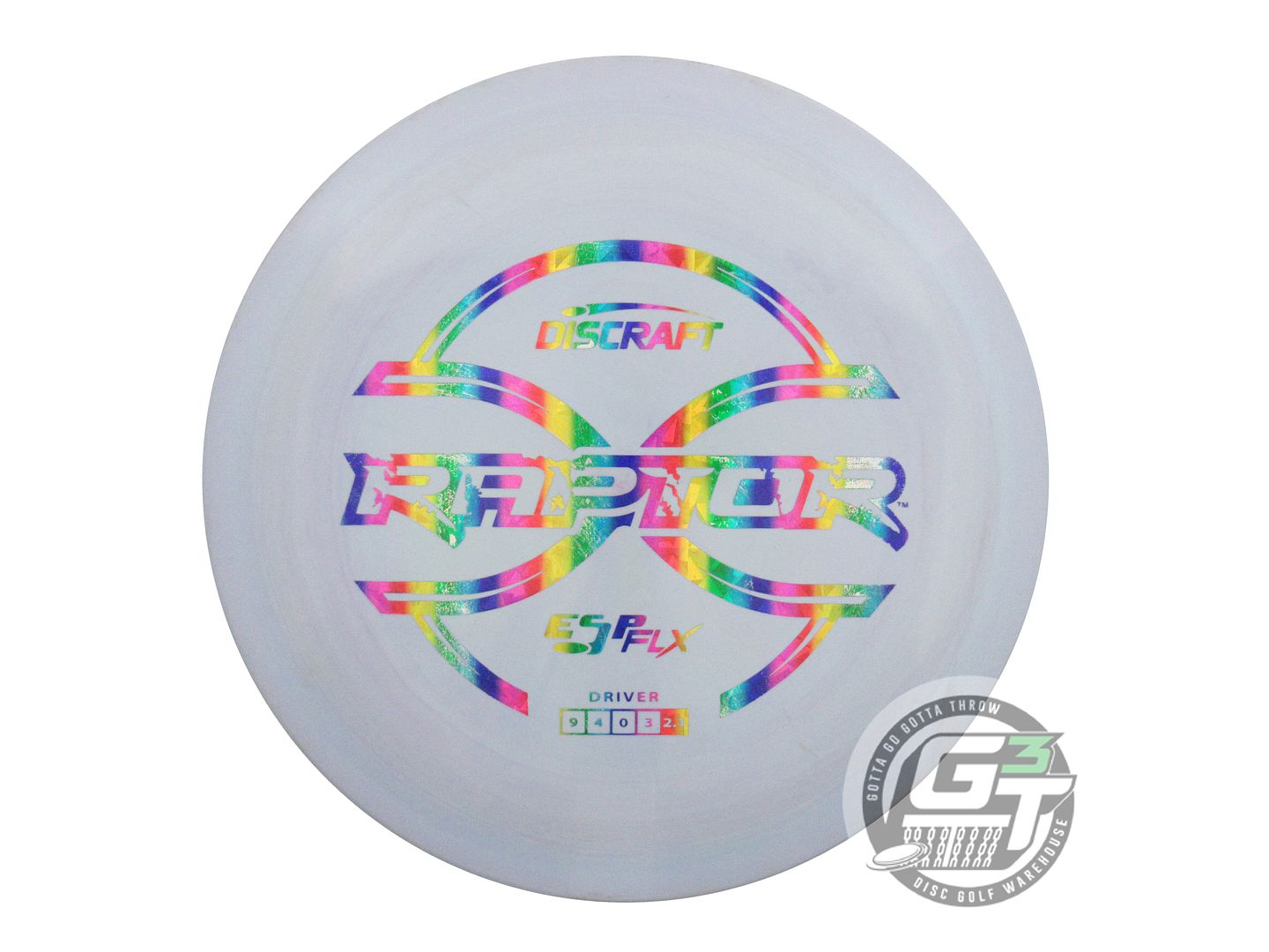 USED Discraft ESP FLX Raptor 170g Lilac-Gray Rainbow Shatter Driver Disc