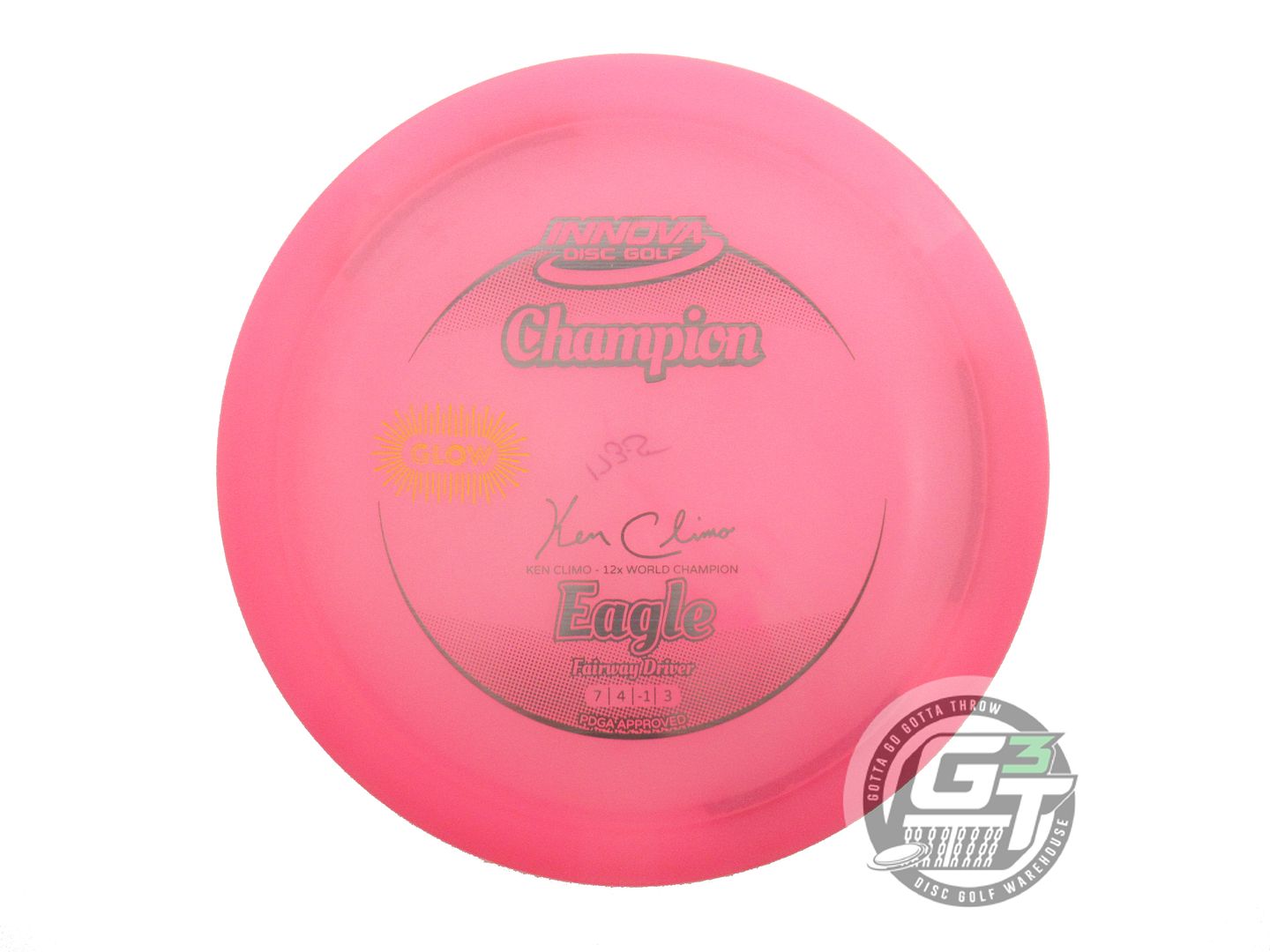USED Innova Champion Glow Eagle 174g Pink Laser Foil Fairway Driver Golf Disc
