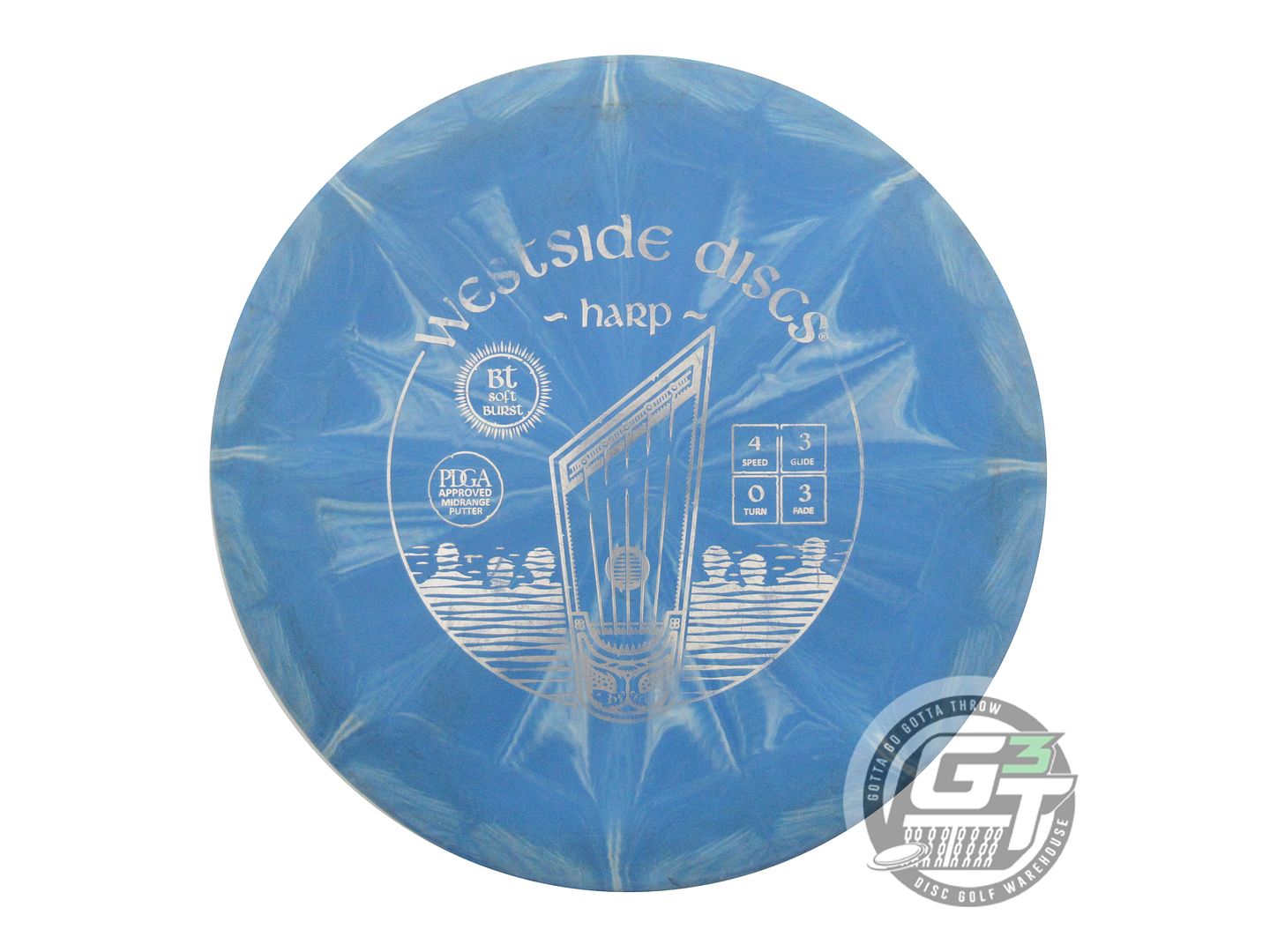 USED Westside Discs BT Soft Burst Harp 175g Blue Silver Foil Putter Golf Disc