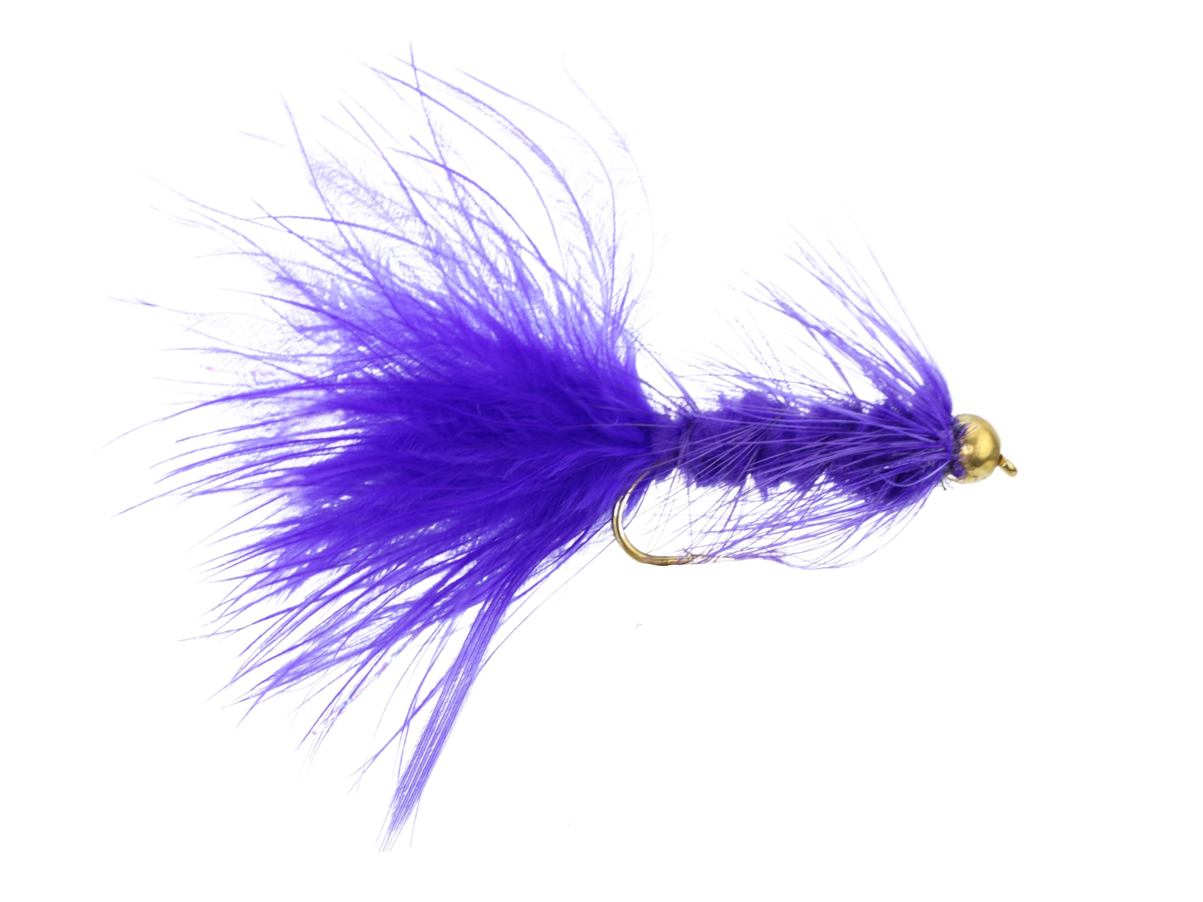 Wild Water Fly Fishing Purple Wooly Bugger w/ Bead Head, Size 10, Qty. 6